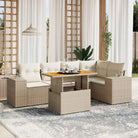 Tuinset met beige materiaal en gepoedercoat staal afmetingen - beige en crèmekleurig / 2x midden + 3x hoek + Tafel