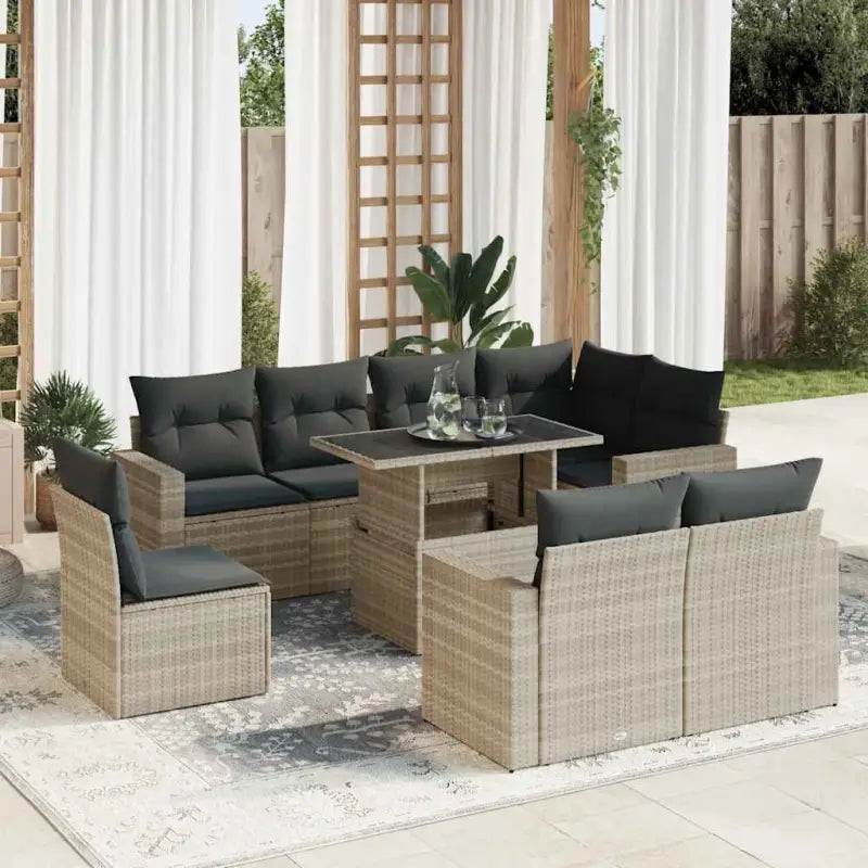 Tuinset met beige materiaal en gepoedercoat staal afmetingen - Lichtgrijs / met opbergruimte - Tuinsets