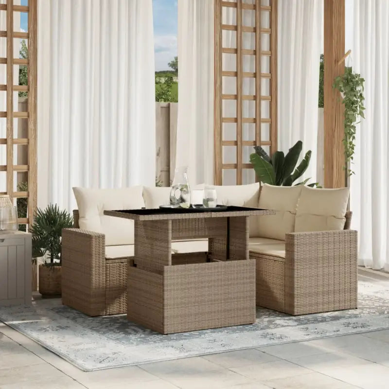 Tuinset met beige materiaal en gepoedercoat staal afmetingen - beige en crèmekleurig / zonder opbergruimte - Tuinsets