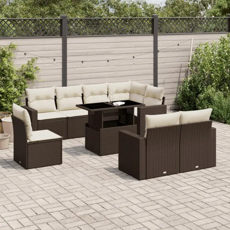 Tuinset met beige materiaal en gepoedercoat staal afmetingen - Bruin en crème / zonder opbergruimte - Tuinsets