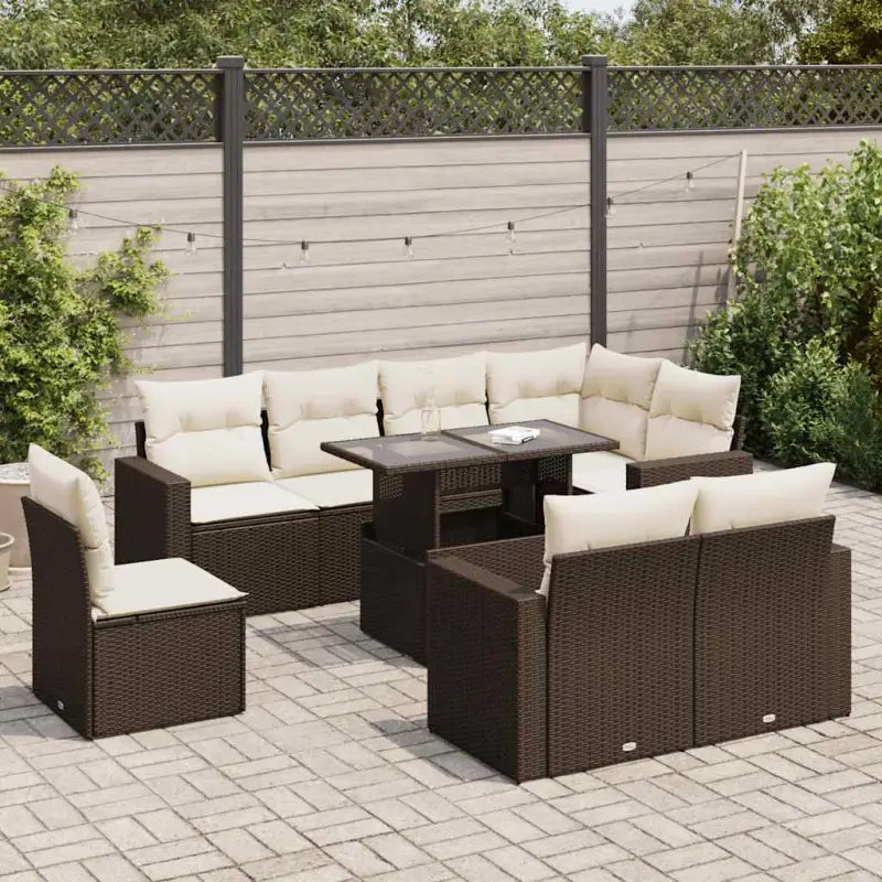Tuinset met beige materiaal en gepoedercoat staal afmetingen - Bruin en crème / met opbergruimte - Tuinsets