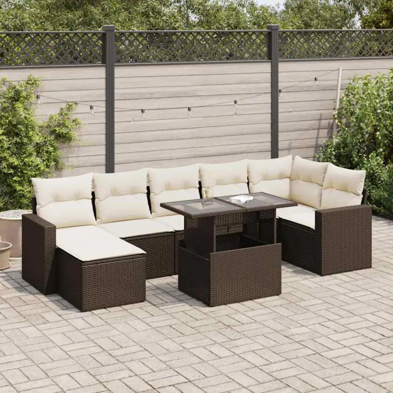 Tuinset met beige materiaal en gepoedercoat staal afmetingen - Bruin en crème / met opbergruimte - Tuinsets
