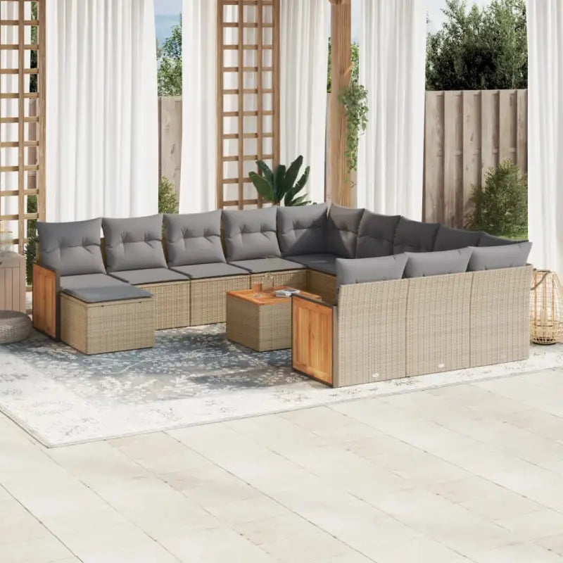 Tuinset met beige materiaal en gepoedercoat staal afmetingen - Beige en grijs / Met tafel - Tuinsets