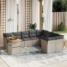 Tuinset met beige materiaal en gepoedercoat staal afmetingen - Grijs / Tafel + 5x midden + 4x hoek - Tuinsets
