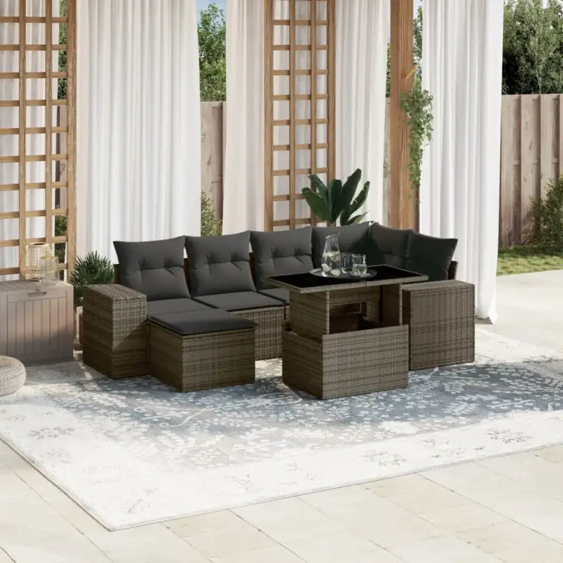 Tuinset met beige materiaal en gepoedercoat staal afmetingen - Grijs / zonder opbergruimte - Tuinsets