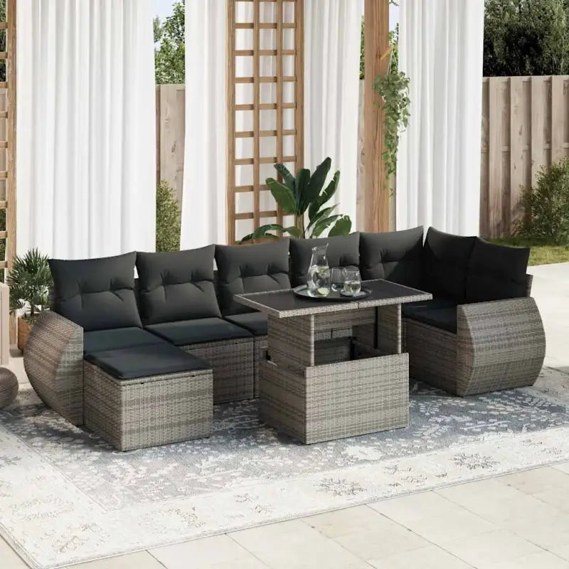 Tuinset met beige materiaal en gepoedercoat staal afmetingen - Grijs / met opbergruimte - Tuinsets