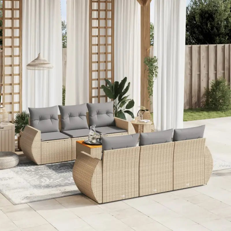 Tuinset met beige materiaal en gepoedercoat staal afmetingen - Beige en grijs - Tuinsets