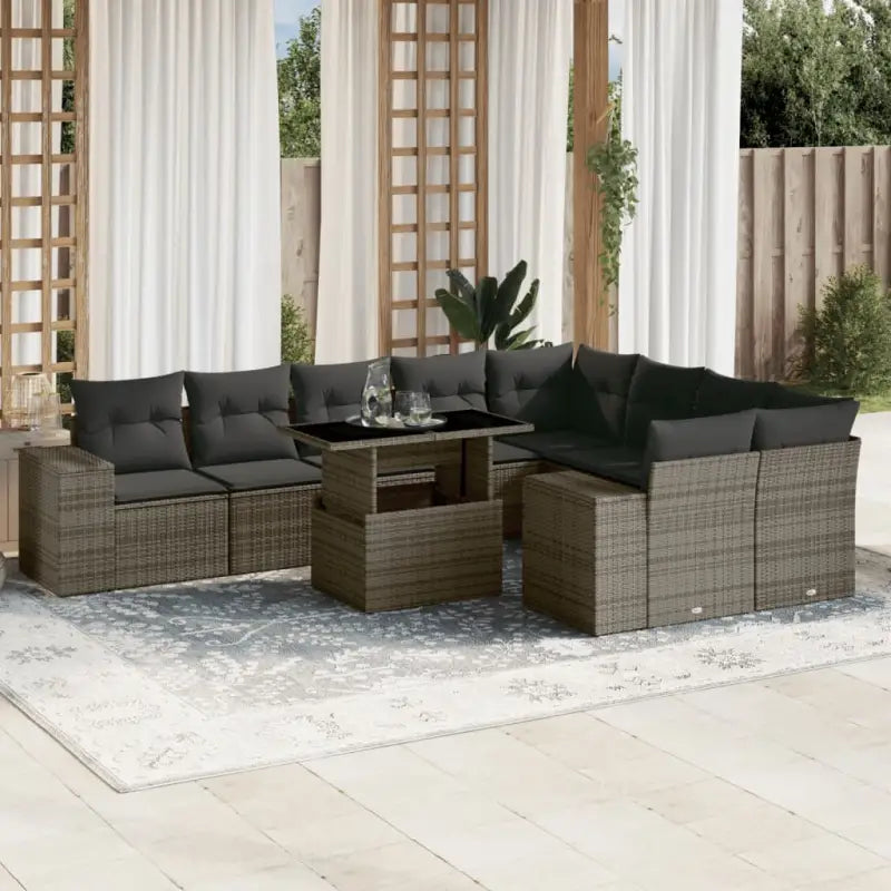 Tuinset met beige materiaal en gepoedercoat staal afmetingen - Grijs / Met tafel - Tuinsets