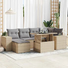Tuinset met beige materiaal en gepoedercoat staal afmetingen - Beige en grijs / met opbergruimte - Tuinsets