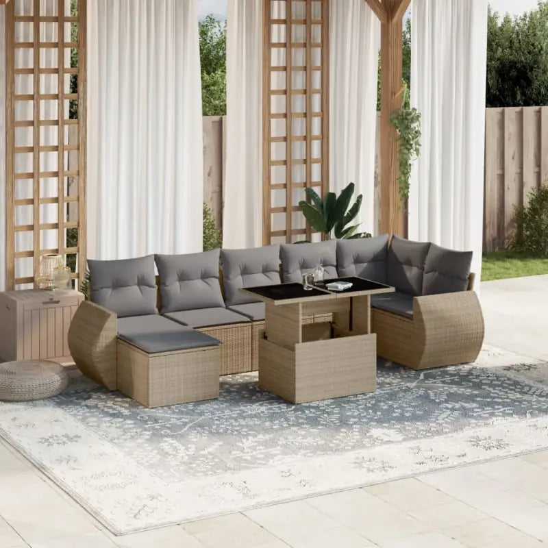 Tuinset met beige materiaal en gepoedercoat staal afmetingen - Beige en grijs / zonder opbergruimte - Tuinsets