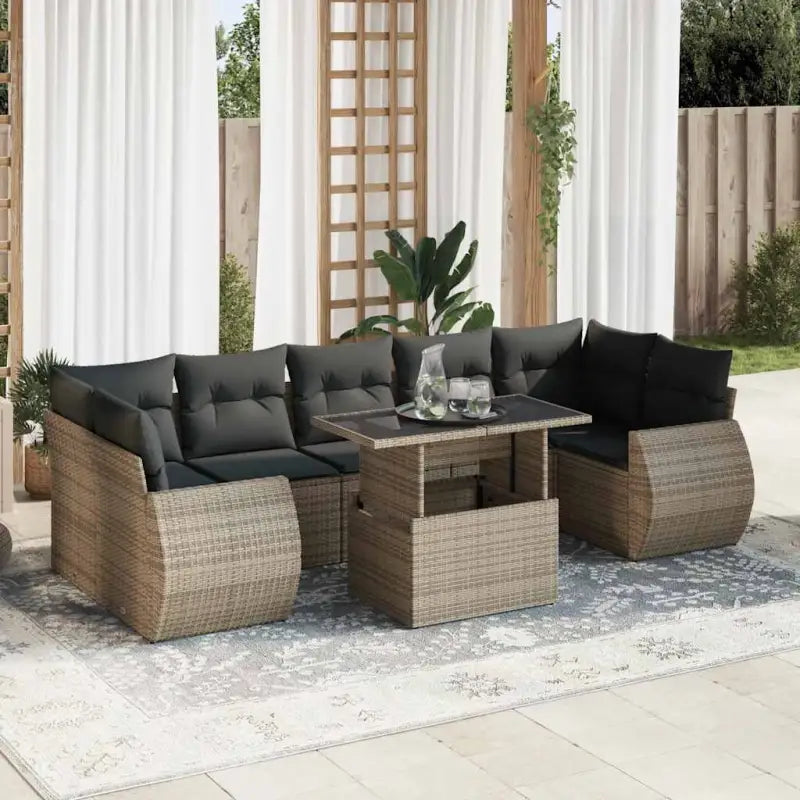 Tuinset met beige materiaal en gepoedercoat staal afmetingen - Grijs / met opbergruimte - Tuinsets