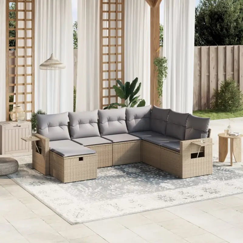 Tuinset met beige materiaal en gepoedercoat staal afmetingen - Beige en grijs / Zonder tafel - Tuinsets