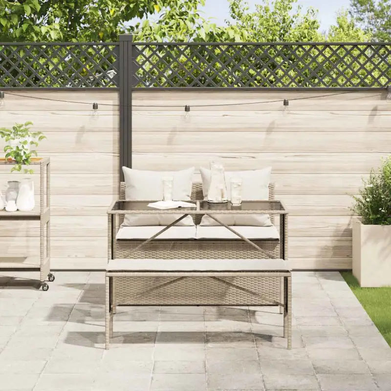 Tuinset met beige materiaal en gepoedercoat staal afmetingen - Tuinsets