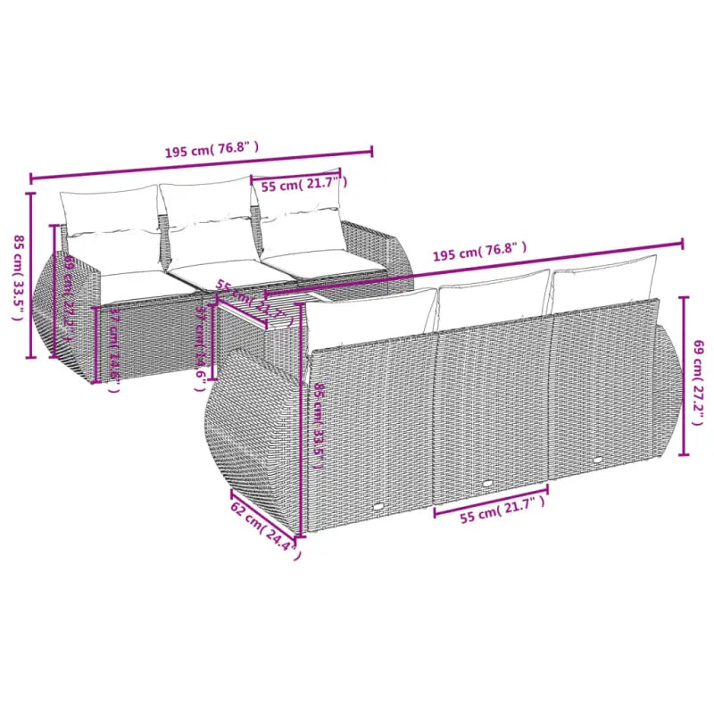 Tuinset met beige materiaal en gepoedercoat staal afmetingen - Tuinsets