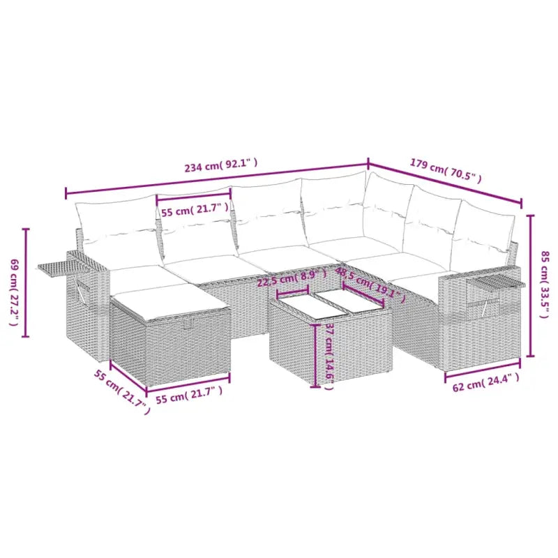 Tuinset met beige materiaal en gepoedercoat staal afmetingen - Tuinsets