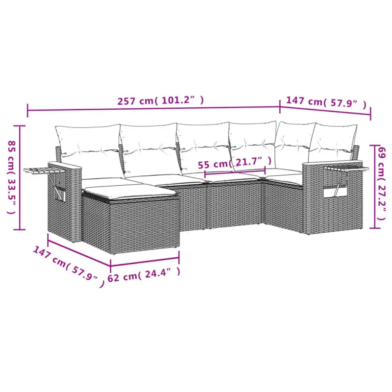 Tuinset met beige materiaal en gepoedercoat staal afmetingen - Tuinsets