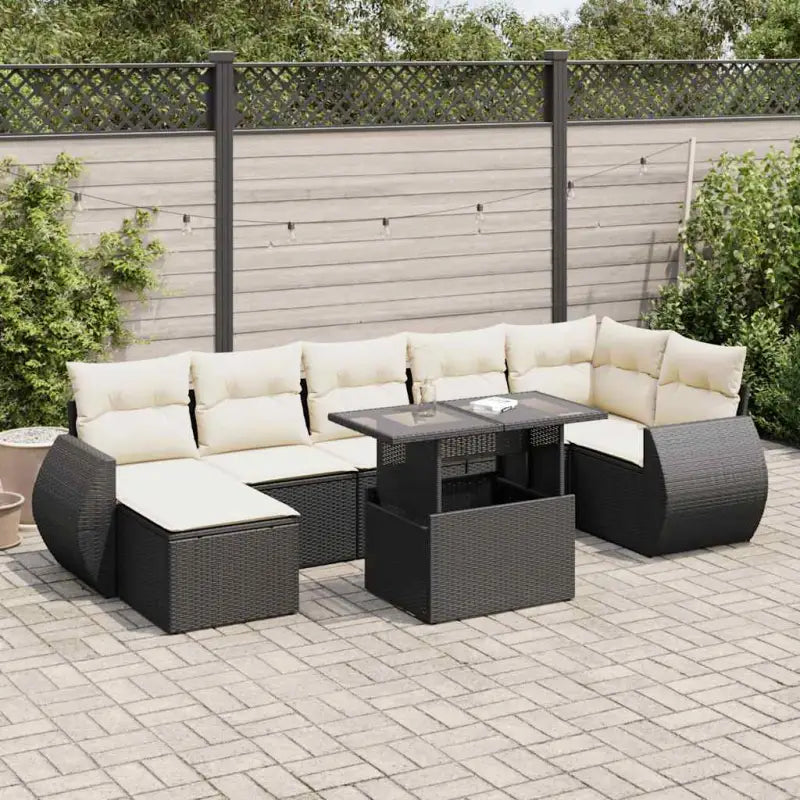 Tuinset met beige materiaal en gepoedercoat staal afmetingen - Zwart en crème / met opbergruimte - Tuinsets