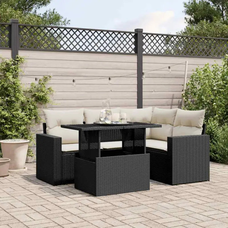 Tuinset met beige materiaal en gepoedercoat staal afmetingen - Zwart en crème / zonder opbergruimte - Tuinsets
