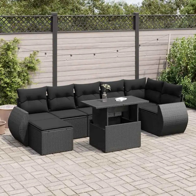 Tuinset met beige materiaal en gepoedercoat staal afmetingen - Zwart / met opbergruimte - Tuinsets