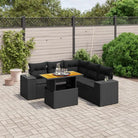 Tuinset met beige materiaal en gepoedercoat staal afmetingen - Zwart / 3x hoek + 2x midden + Tafel - Tuinsets