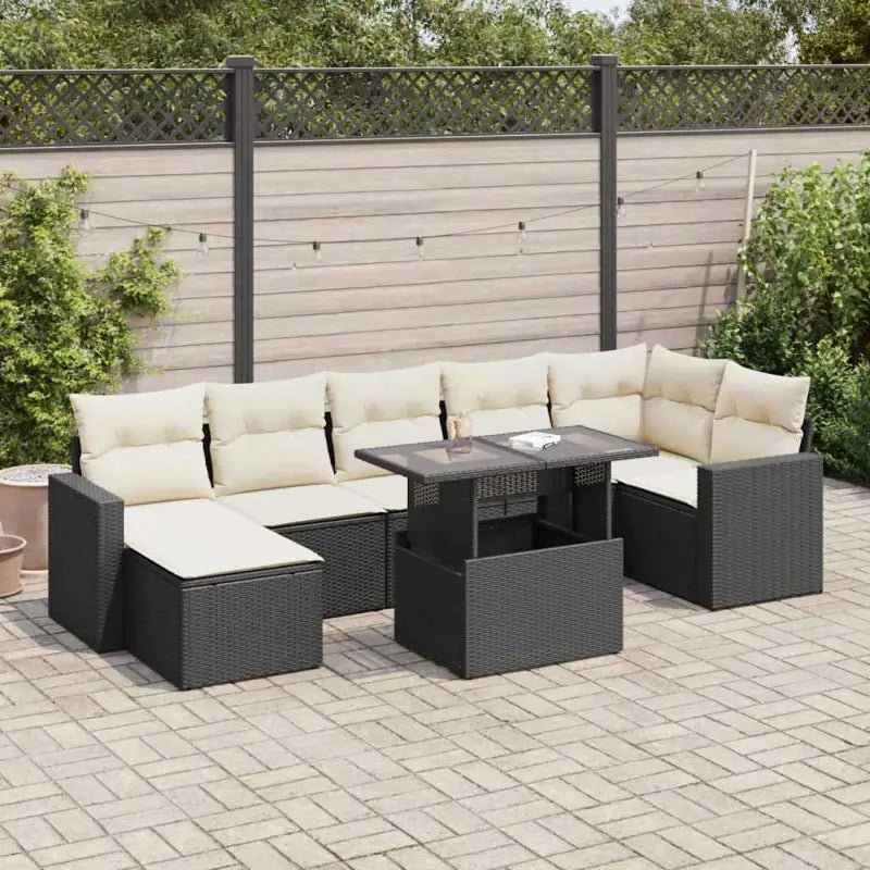 Tuinset met beige materiaal en gepoedercoat staal afmetingen - Zwart en crème / met opbergruimte - Tuinsets