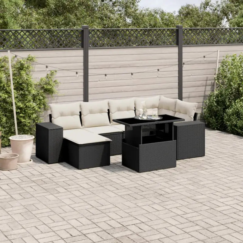 Tuinset met beige materiaal en gepoedercoat staal afmetingen - Zwart en crème / zonder opbergruimte - Tuinsets