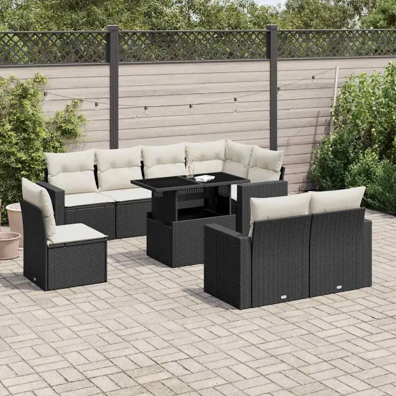 Tuinset met beige materiaal en gepoedercoat staal afmetingen - Zwart en crème / zonder opbergruimte - Tuinsets