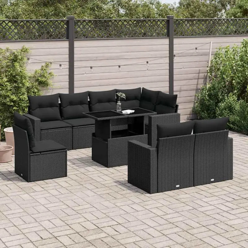 Tuinset met beige materiaal en gepoedercoat staal afmetingen - Zwart / zonder opbergruimte - Tuinsets