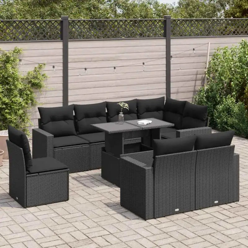 Tuinset met beige materiaal en gepoedercoat staal afmetingen - Zwart / met opbergruimte - Tuinsets
