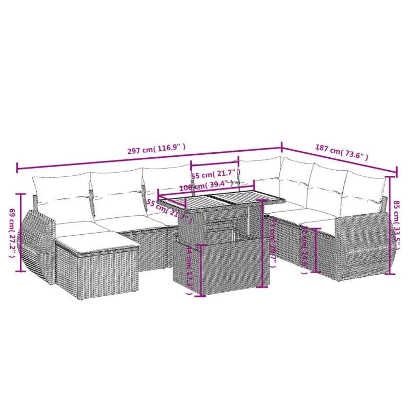 Tuinset met beige materiaal en gepoedercoat staal comfortabele loungeplek - Tuinsets