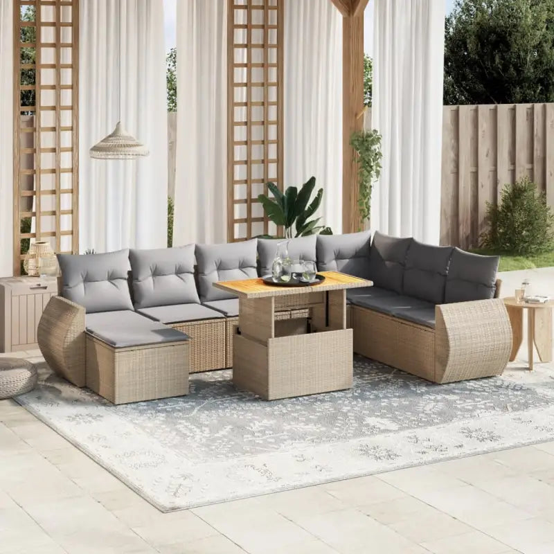 Tuinset met beige materiaal en gepoedercoat staal comfortabele loungeplek - Beige en grijs / zonder opbergruimte