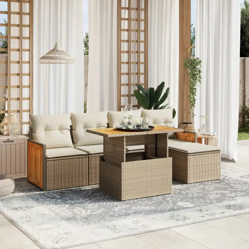 Tuinset met beige materiaal en gepoedercoat staal voor buiten ontspanning - beige en crèmekleurig / zonder opbergruimte