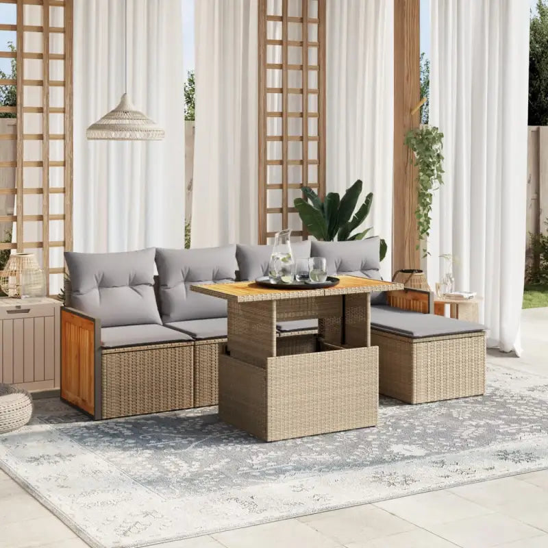 Tuinset met beige materiaal en gepoedercoat staal voor buiten ontspanning - Beige en grijs / zonder opbergruimte