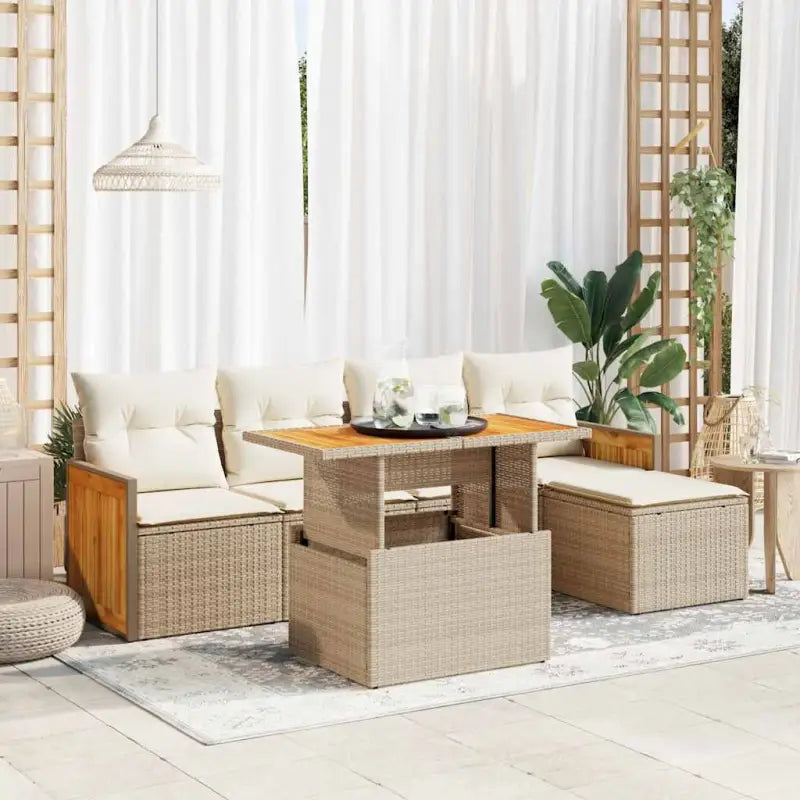 Tuinset met beige materiaal en gepoedercoat staal voor buiten ontspanning - beige en crèmekleurig / met opbergruimte