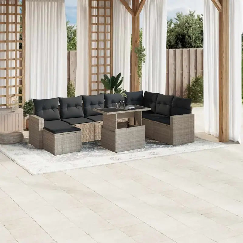 Tuinset met beige materiaal en gepoedercoat staal voor buitengebruik - Lichtgrijs / zonder opbergruimte - Tuinsets