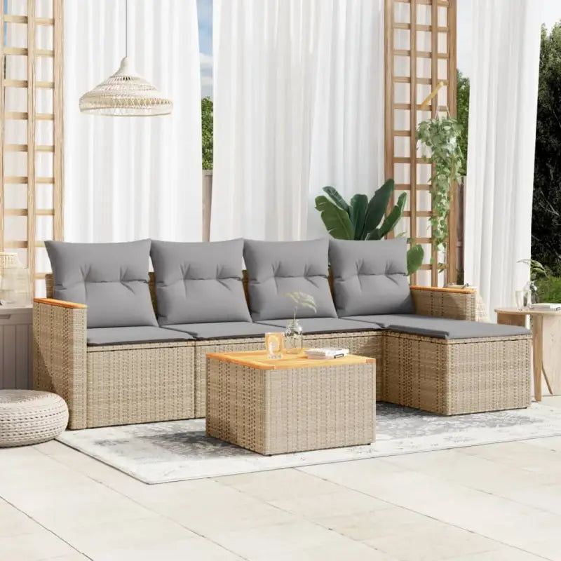 Tuinset met beige materiaal en gepoedercoat staal voor buitengebruik - Beige en grijs / Met tafel - Tuinsets