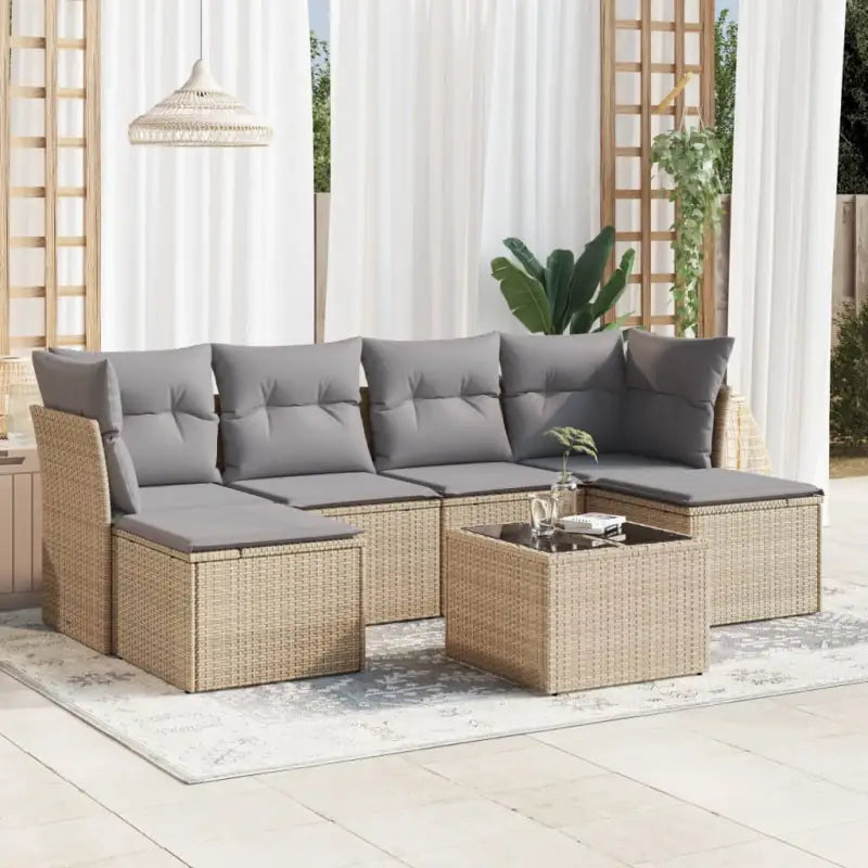 Tuinset met beige materiaal en gepoedercoat staal voor buitengebruik - Beige en grijs / Zonder tafel - Tuinsets