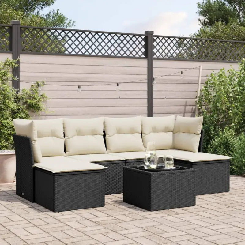 Tuinset met beige materiaal en gepoedercoat staal voor buitengebruik - Zwart en crème / Zonder tafel - Tuinsets