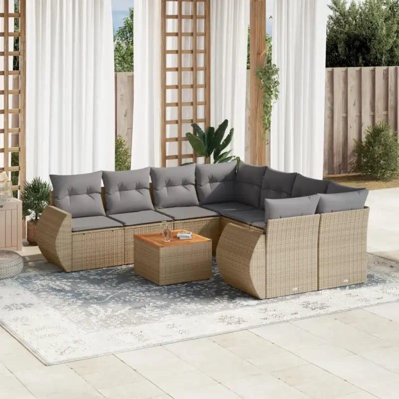 Tuinset met beige materiaal en gepoedercoat staal voor buitengebruik - Beige en grijs - Tuinsets
