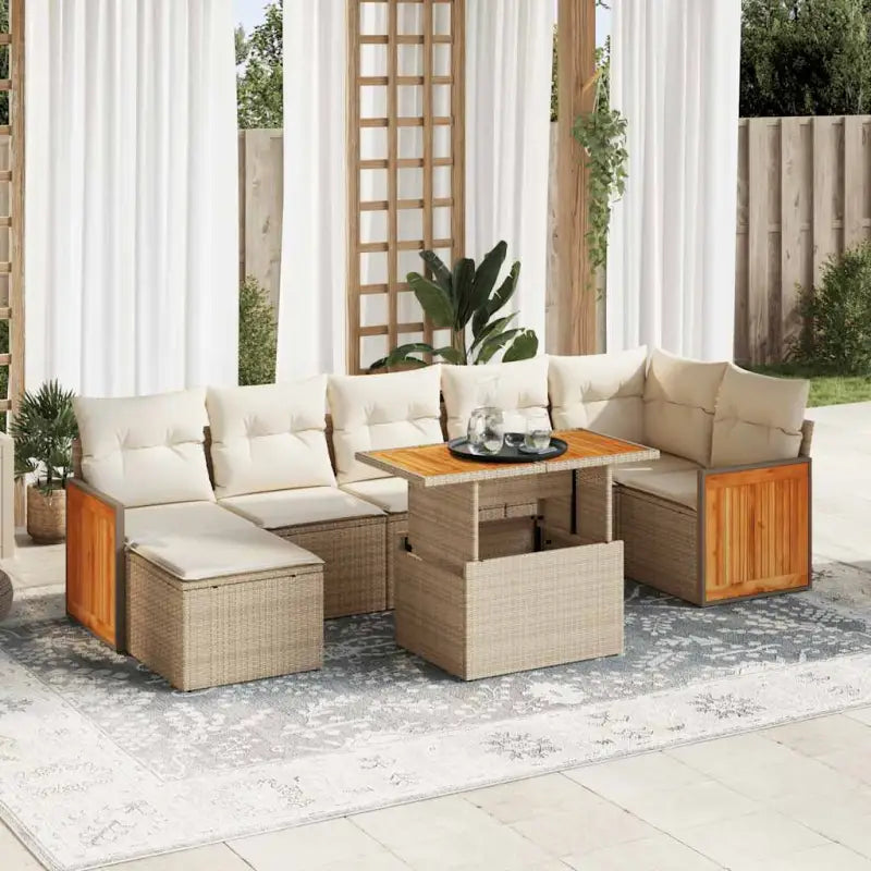 Tuinset met beige materiaal en gepoedercoat staal voor buitenplezier - beige en crèmekleurig / met opbergruimte
