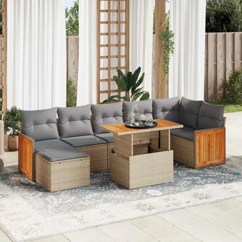 Tuinset met beige materiaal en gepoedercoat staal voor buitenplezier - Beige en grijs / met opbergruimte - Tuinsets