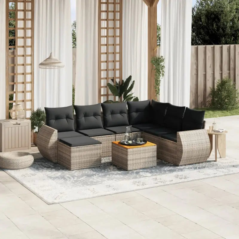 Tuinset met beige materiaal en gepoedercoat staal voor buitenplezier - Grijs / Tafel + 3x midden + hoek - Tuinsets