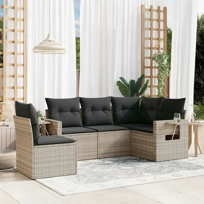Tuinset met beige materiaal en gepoedercoat staal voor buitenplezier - Lichtgrijs / Zonder tafel - Tuinsets