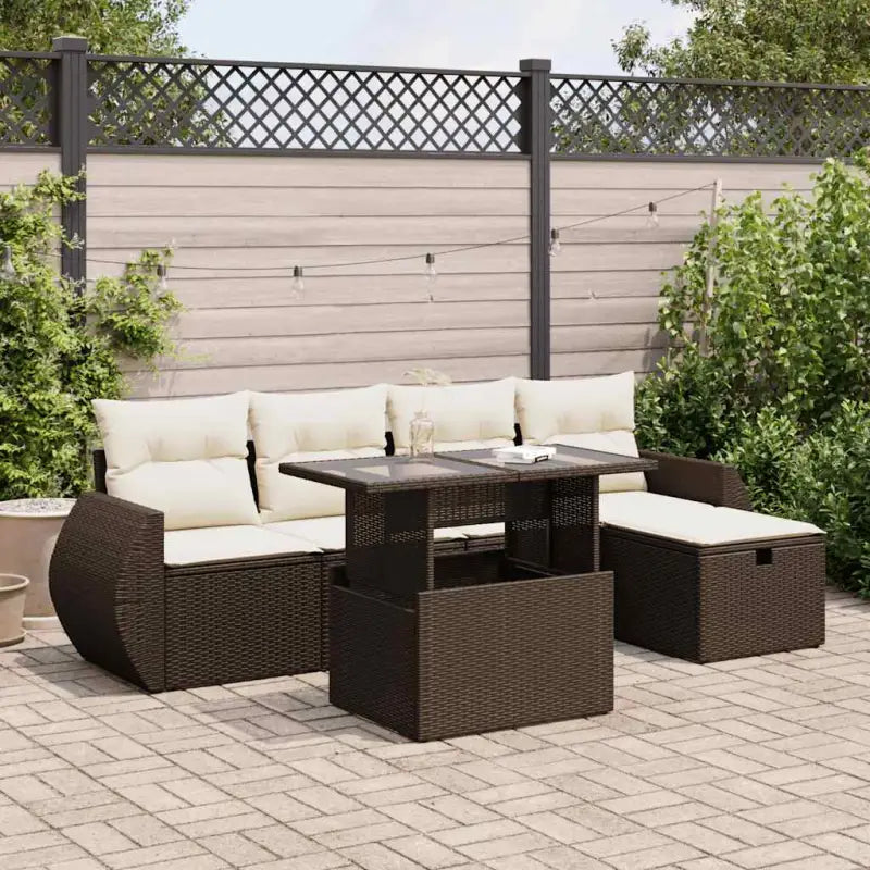 Tuinset met beige materiaal en gepoedercoat staal voor comfortabel buiten genieten - Bruin en crème / met opbergruimte