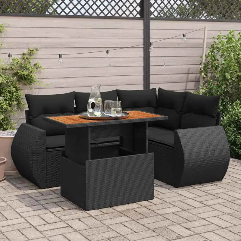 Tuinset met beige materiaal en gepoedercoat staal voor comfortabel buitenleven - Zwart / met opbergruimte - Tuinsets