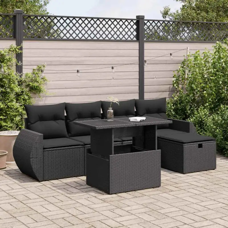 Tuinset met beige materiaal en gepoedercoat staal voor comfortabel buiten genieten - Zwart / met opbergruimte - Tuinsets