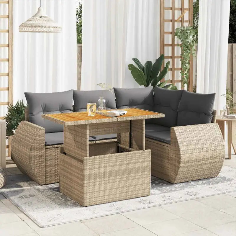Tuinset met beige materiaal en gepoedercoat staal voor comfortabel buitenleven - Beige en grijs / met opbergruimte