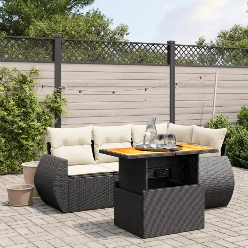 Tuinset met beige materiaal en gepoedercoat staal voor comfortabel buitenleven - Zwart en crème / zonder opbergruimte