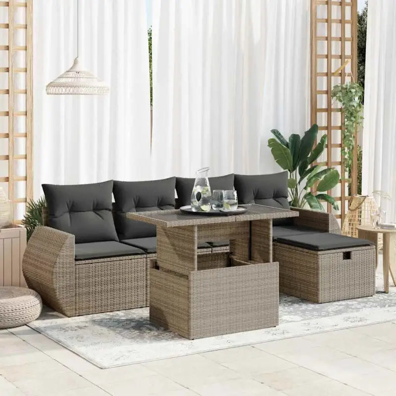 Tuinset met beige materiaal en gepoedercoat staal voor comfortabel buiten genieten - Grijs / met opbergruimte - Tuinsets