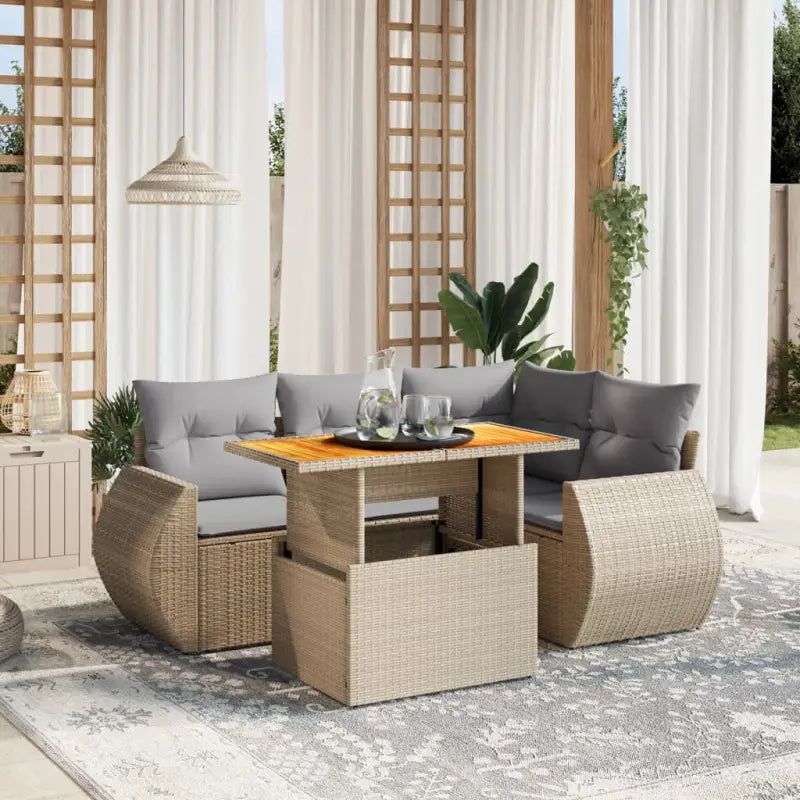 Tuinset met beige materiaal en gepoedercoat staal voor comfortabel buitenleven - Beige en grijs / zonder opbergruimte